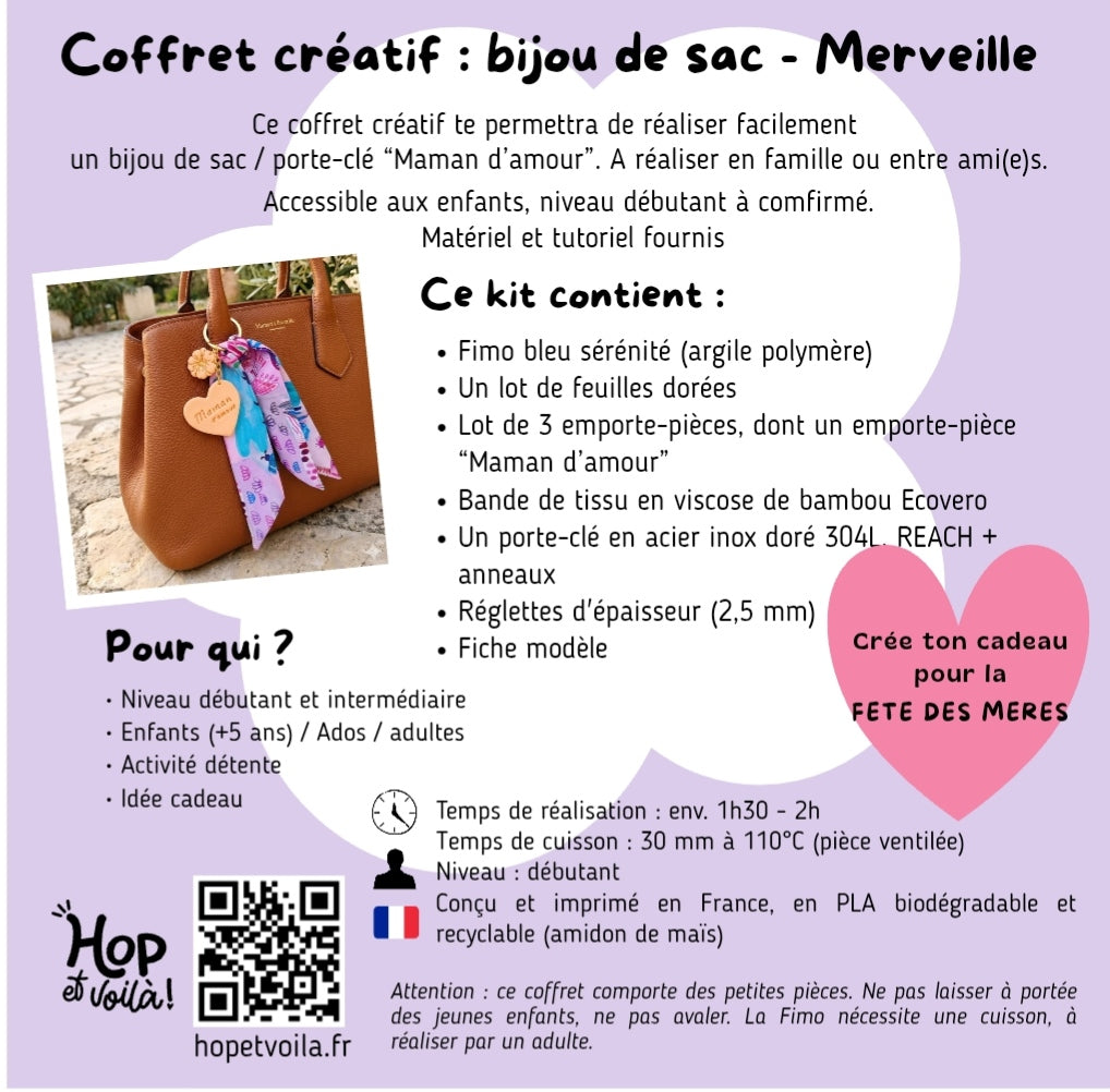 Coffret Créatif "Maman d'amour" Merveilles – Bijou de Sac en Argile Polymère | Hop et Voilà !