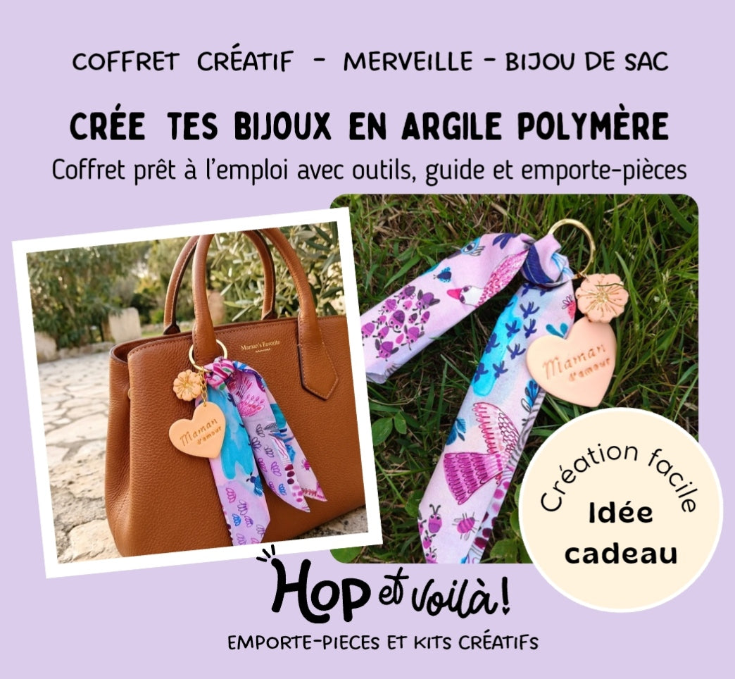 Coffret Créatif "Maman d'amour" Merveilles – Bijou de Sac en Argile Polymère | Hop et Voilà !