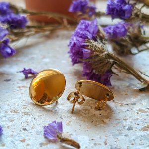 zéline puce d’oreilles ronde 15 mm – acier inoxydable doré