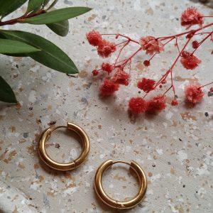 divine – créoles rondes 15 mm en acier inoxydable doré