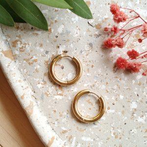 divine – créoles rondes 15 mm en acier inoxydable doré