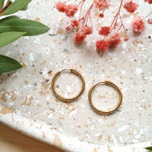 Élégance – créoles rondes 20 mm en acier inoxydable doré